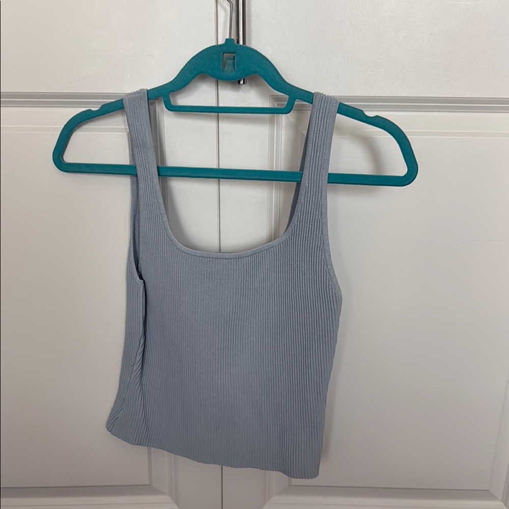 Babaton Light Gray Ribbed Tank Top
